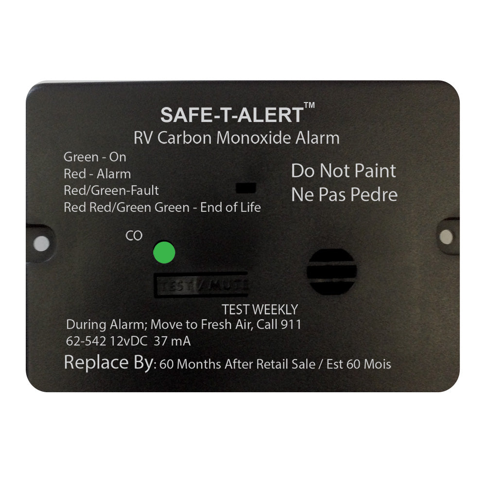SafeTAlert 62 Series Carbon Monoxide Alarm  12V  RV Flush Mount  Black 62542BL