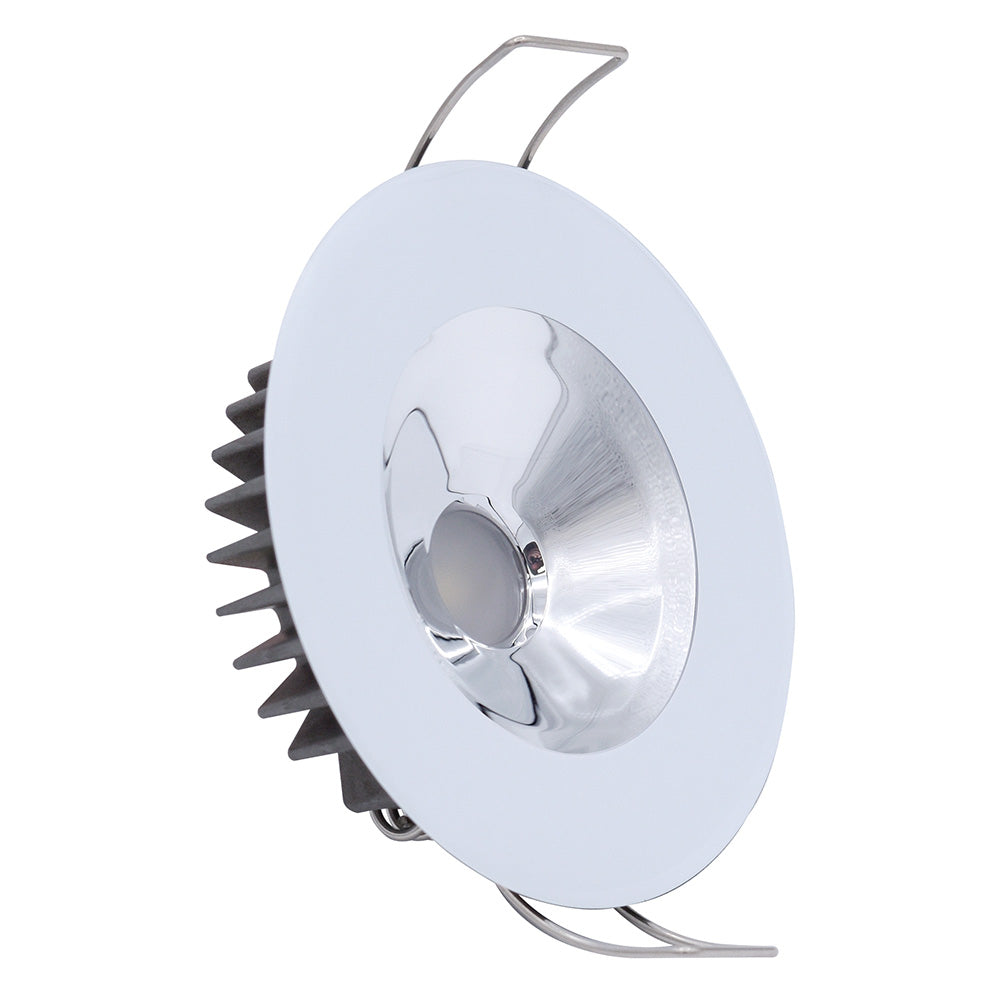 Lumitec Illusion Flush Mount LED Down Light  Warm White  Dimming  White Housing  Chrome Reflector 117139