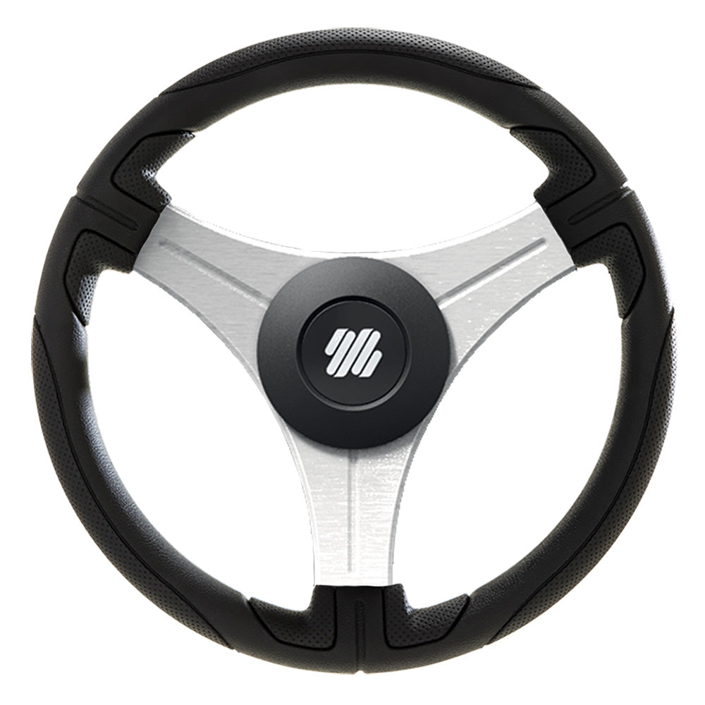 Uflex Ustica 13 Steering Wheel  Black  Polyurethane wSilver Spokes  X62 Hub USTICABS