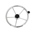 13" Stainless Steel Steering Wheel FG w/knob and black cap