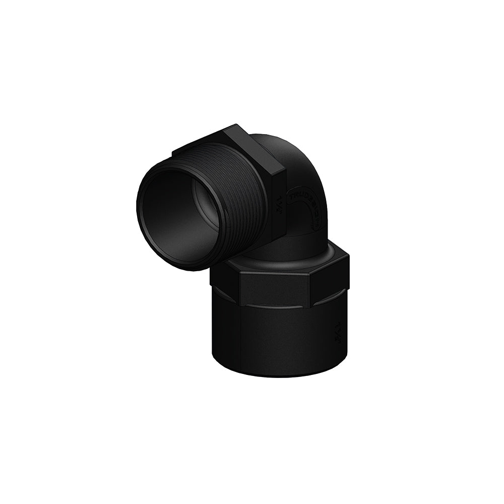Adapter 1.25" x 1.25" (31.8mm x 31.8mm) NPS Female/Male 90deg, Black