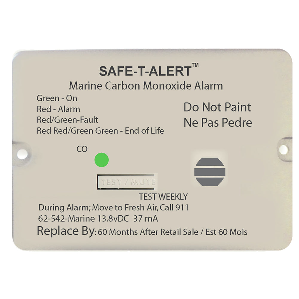 SafeTAlert 62 Series Carbon Monoxide Alarm  12V  62542Marine  Flush Mount  White 62542MARINE