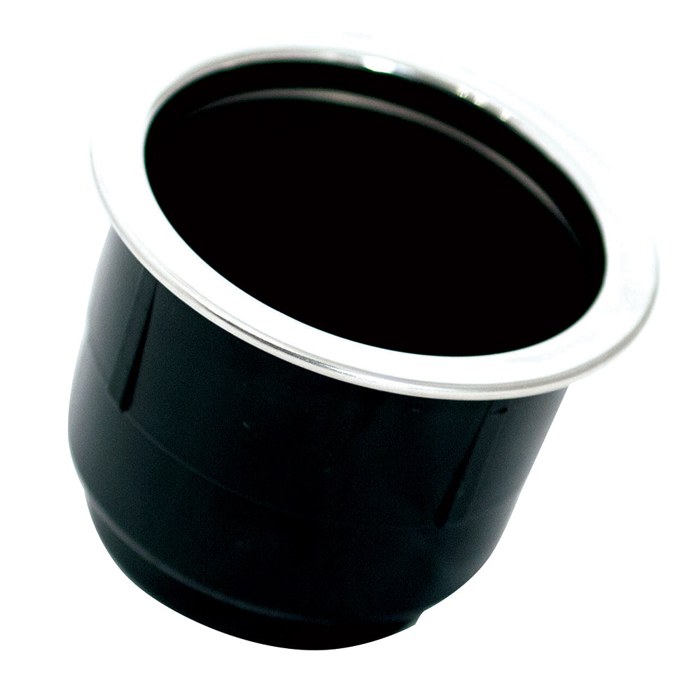 Tigress Black Plastic Cup Holder Insert wSS Ring On Top PCHEBP