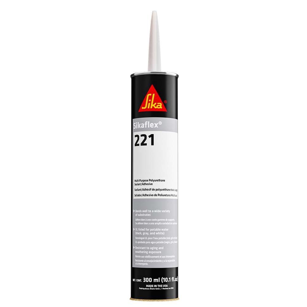 Sika Sikaflex 221 MultiPurpose Polyurethane SealantAdhesive  103oz 300ml Cartridge  White 90891