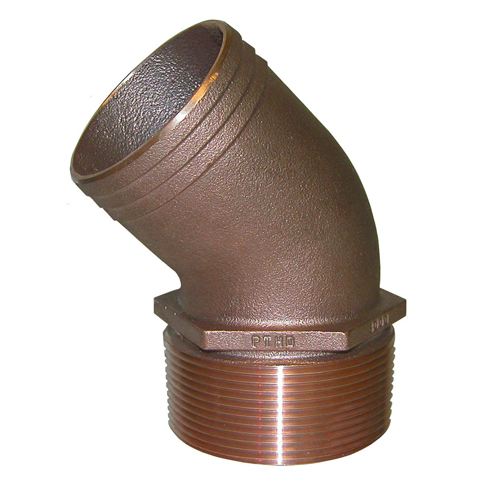 GROCO 1 NPT Bronze 45 Degree Pipe to 1 Hose PTHD1000