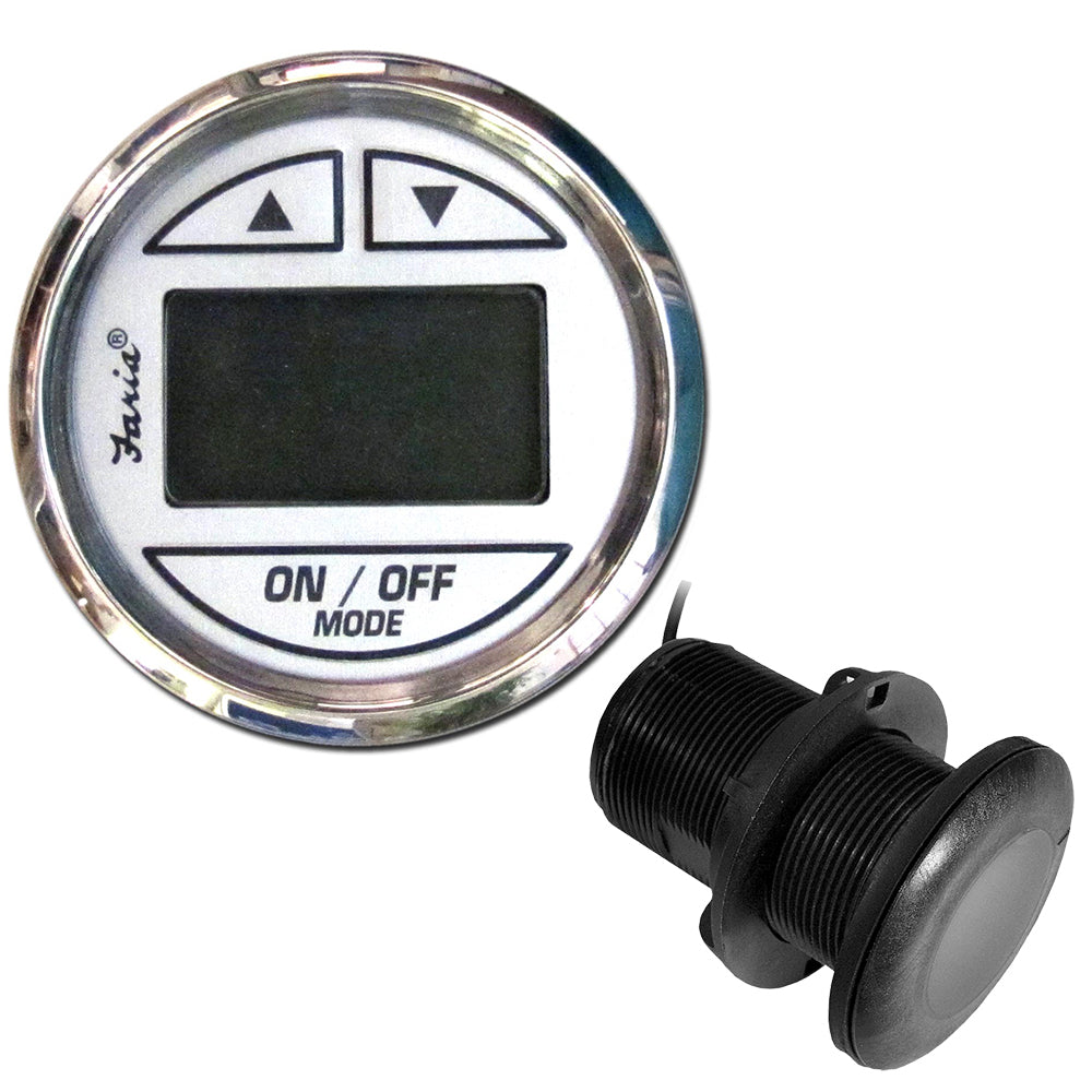 Faria Chesapeake White SS 2 Depth Sounder wThruHull Transducer 13894
