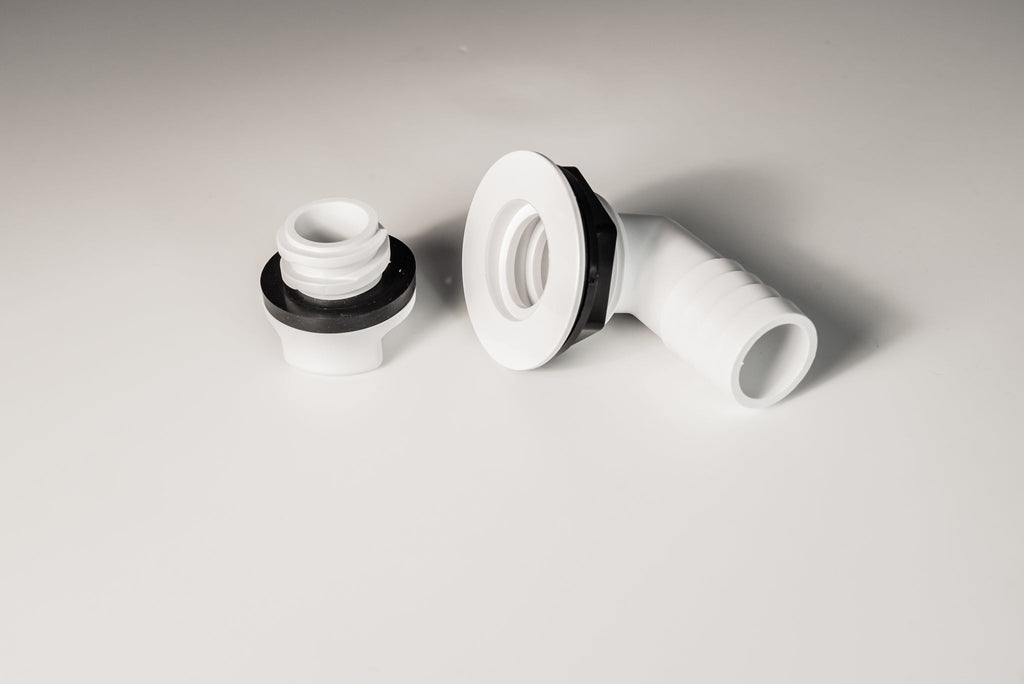 Cooler Drain, 1", Short Body, 90 Deg, w/ Plug
