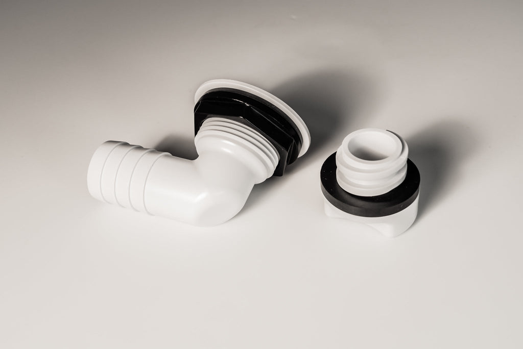 Cooler Drain, 1", Short Body, 90 Deg, w/ Plug