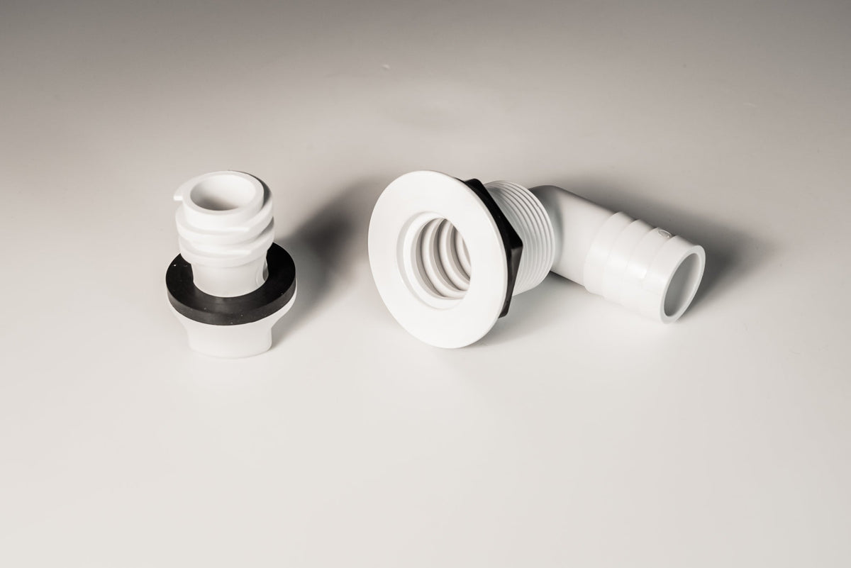 Cooler Drain, 1", Long Body, 90 Deg, With Drain Plug