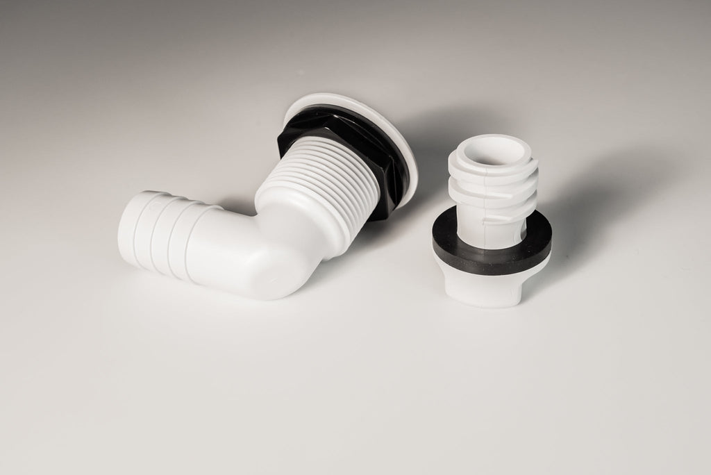 Cooler Drain, 1", Long Body, 90 Deg, With Drain Plug