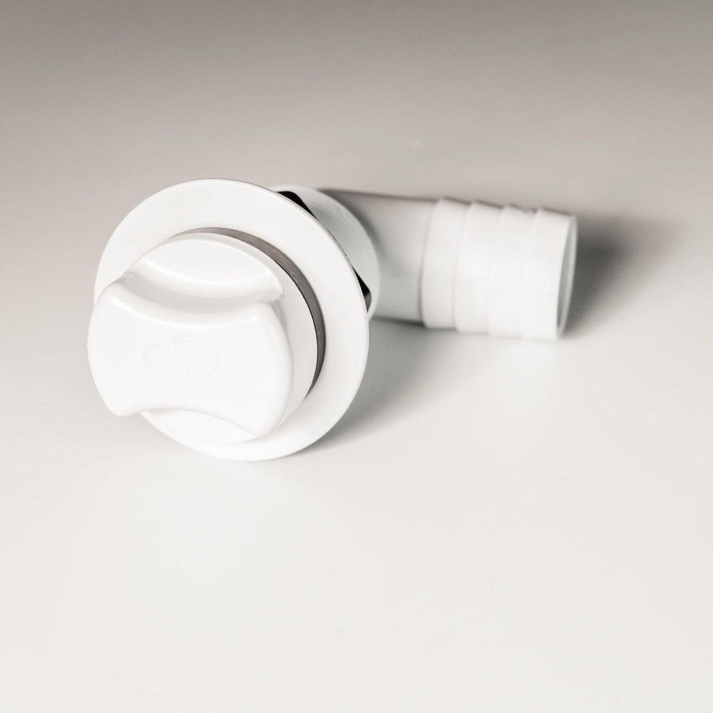 Cooler Drain, 1", Long Body, 90 Deg, With Drain Plug