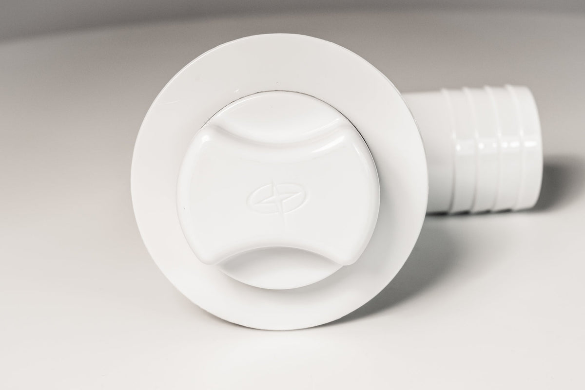 Fish Box Drain, 1-1/2", 90 Degree, With Drain Plug
