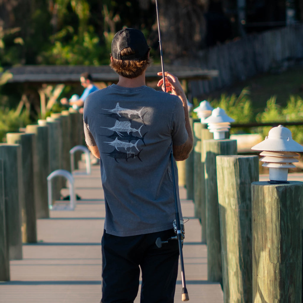 Guy Harvey Coastal Wash Pocket Tee - Scribble Bills — SMOKED PEARL (official product shot)