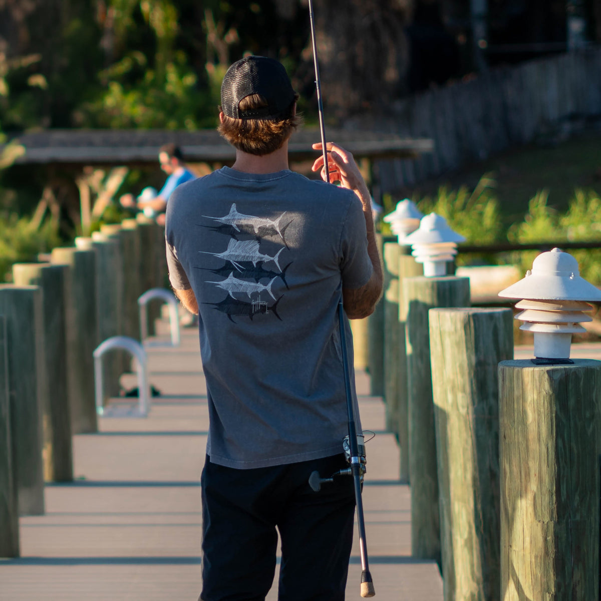 Guy Harvey Coastal Wash Pocket Tee - Scribble Bills — SMOKED PEARL (official product shot)