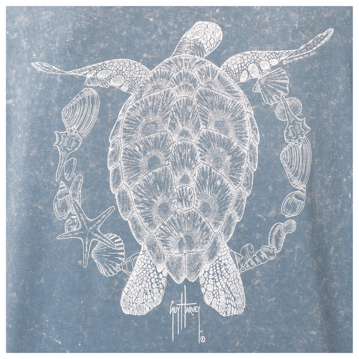 Guy Harvey Coastal Wash Pocket Tee - Turtle Stipple — WINDWARD BLUE (official product shot)