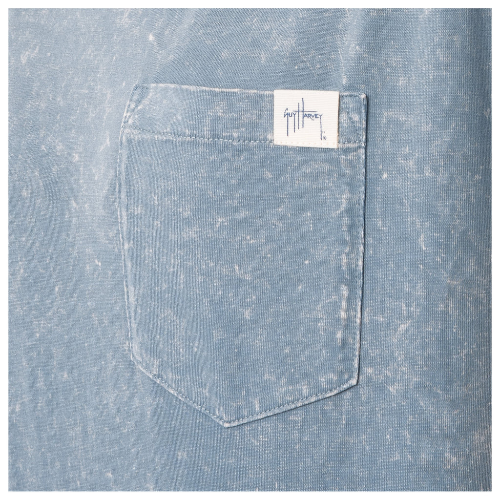 Guy Harvey Coastal Wash Pocket Tee - Turtle Stipple — WINDWARD BLUE (official product shot)