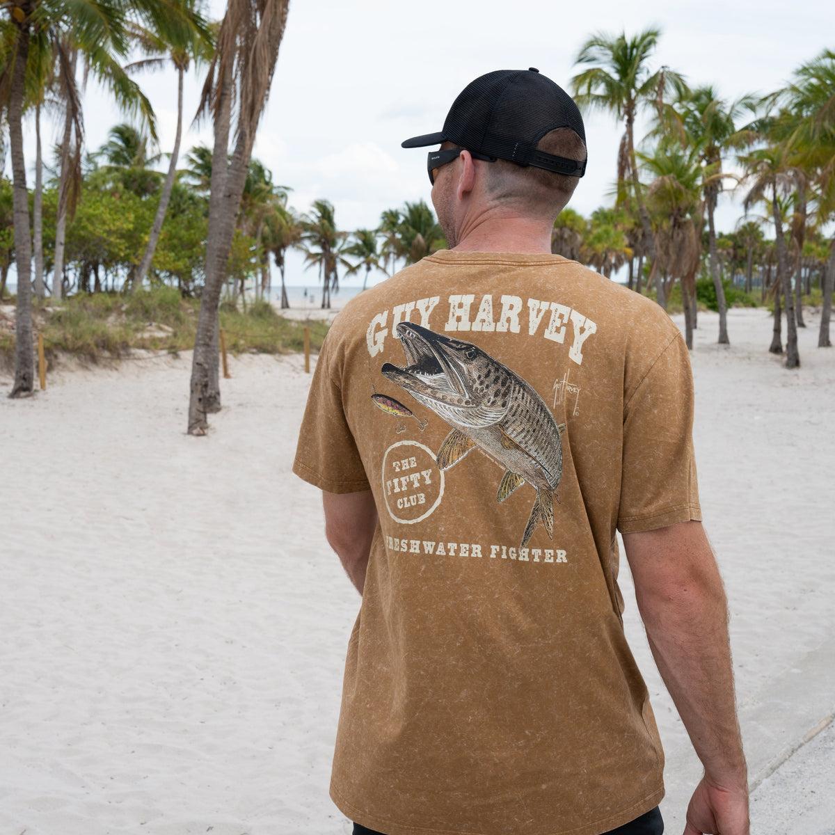 Guy Harvey Coastal Wash Pocket Tee - The Fifty Club — RUBBER BROWN (official product shot)