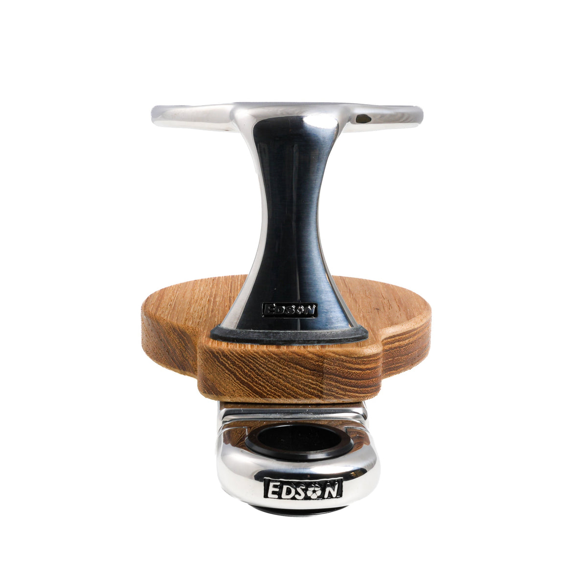 Single Clamp-On Stainless Steel Drink Holder w/Teak Base