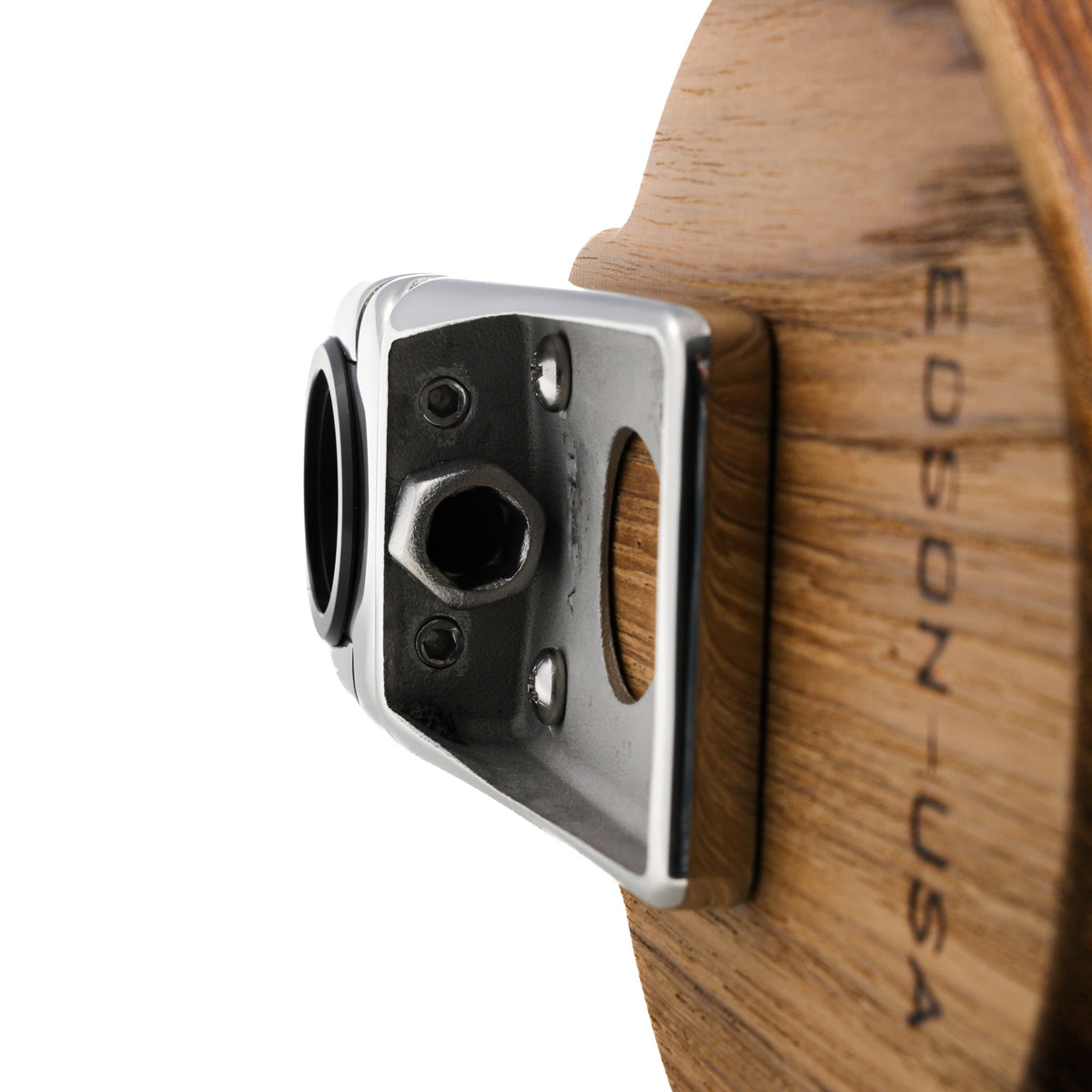 Single Clamp-On Stainless Steel Drink Holder w/Teak Base