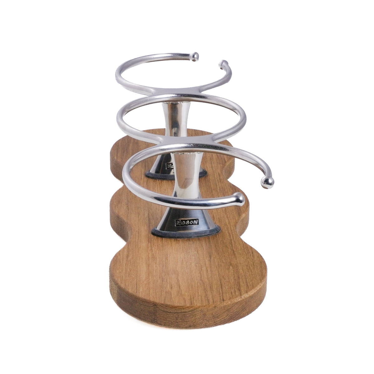 Drink Holder, Triple, Stainless with Teak Base