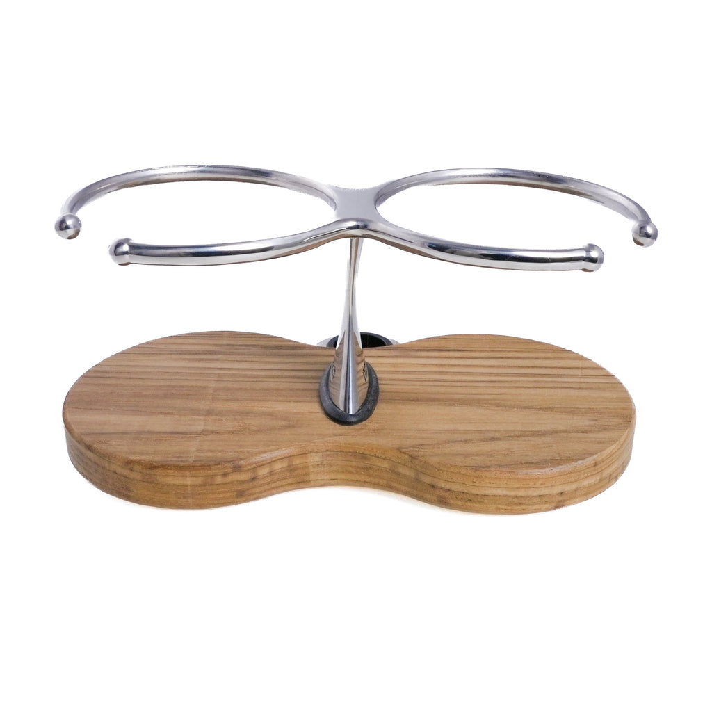 Double Clamp-On Stainless Steel Drink Holder w/Teak Base