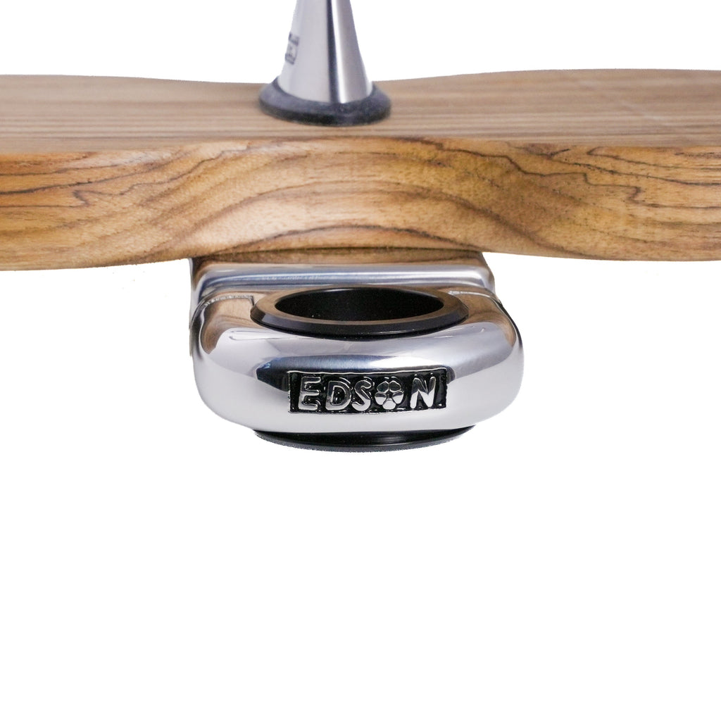 Double Clamp-On Stainless Steel Drink Holder w/Teak Base