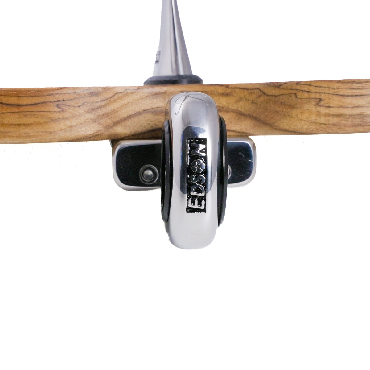 Double Clamp-On Stainless Steel Drink Holder w/Teak Base