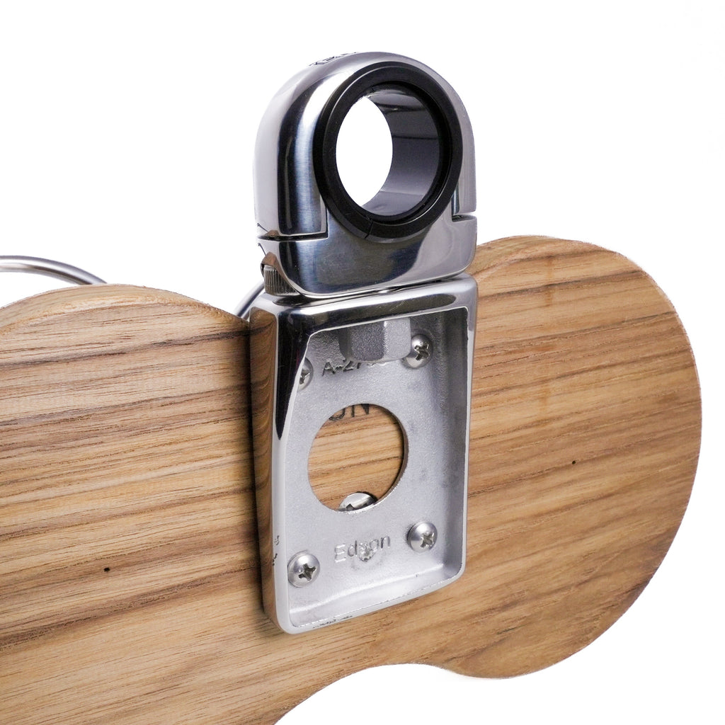 Double Clamp-On Stainless Steel Drink Holder w/Teak Base
