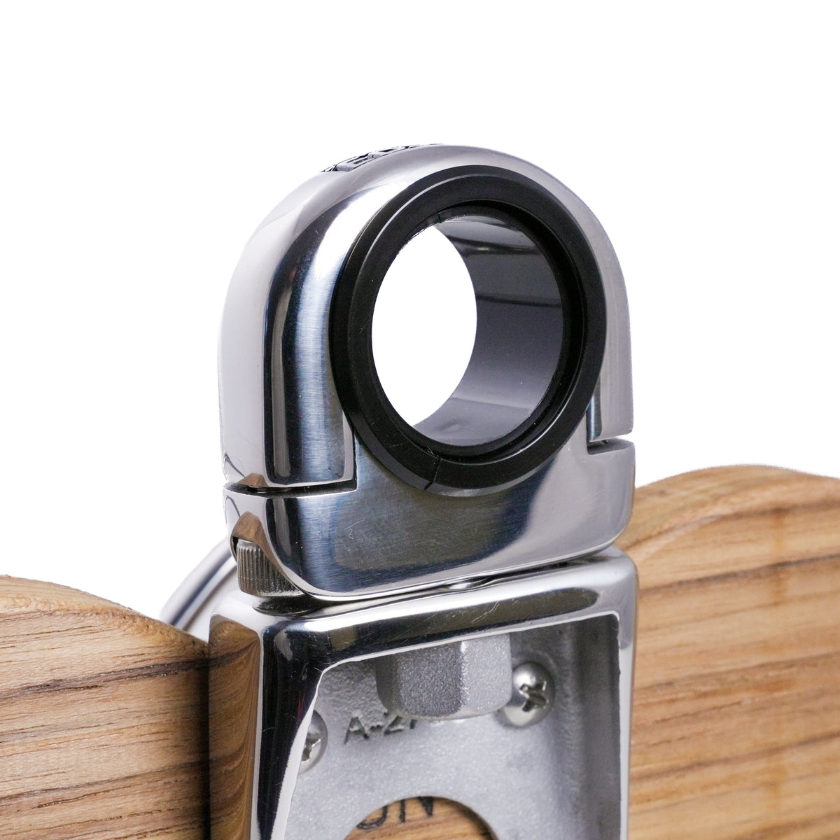 Double Clamp-On Stainless Steel Drink Holder w/Teak Base