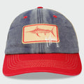 Guy Harvey Denim Billfish Trucker Hat — NAVY/RED (official product shot)