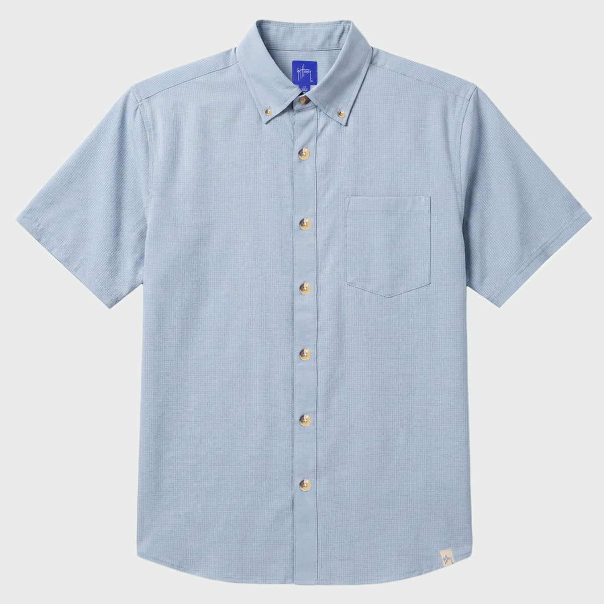 Guy Harvey Eco Angler Fishing Shirt - Gingham — WINDWARD BLUE (official product shot)