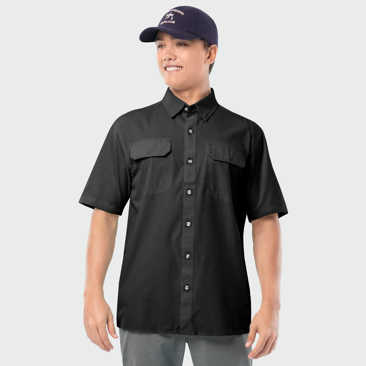 Guy Harvey Eco Angler Fishing Shirt - Caviar — CAVIAR (official product shot)