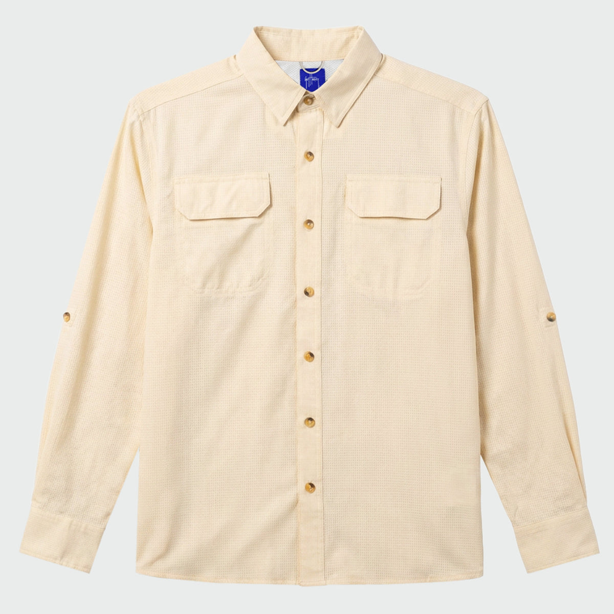 Guy Harvey Eco Angler Long Sleeve Fishing Shirt - Almond Milk — ALMOND MILK (official product shot)