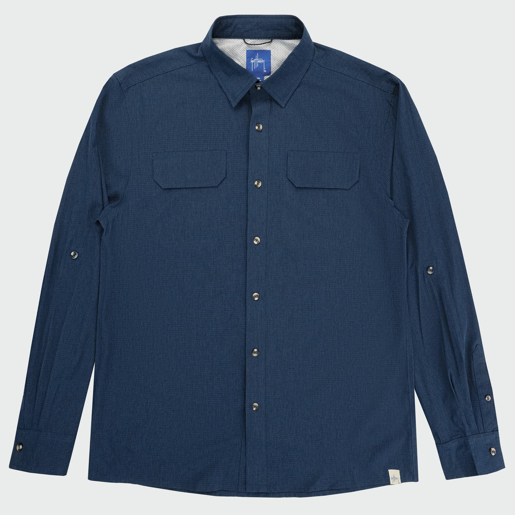Guy Harvey Eco Angler Long Sleeve Fishing Shirt - Moonlit Ocean — MOONLIT OCEAN (official product shot)