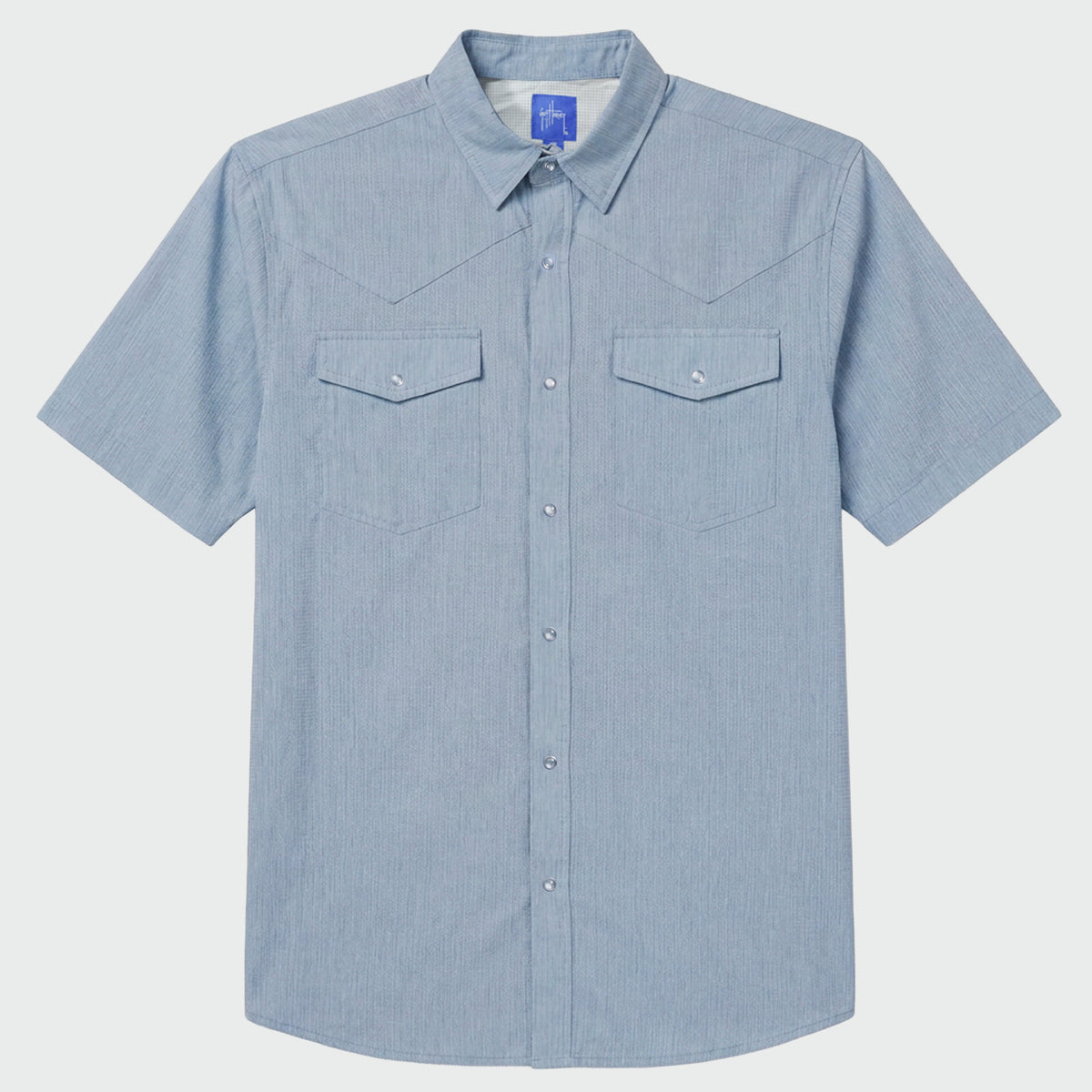 Guy Harvey Eco Angler Western Fishing Shirt - Faded Denim — FADED DENIM (official product shot)