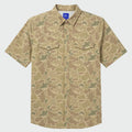 Guy Harvey Eco Angler Western Fishing Shirt - Mallard Camo — ALMOND MILK (official product shot)