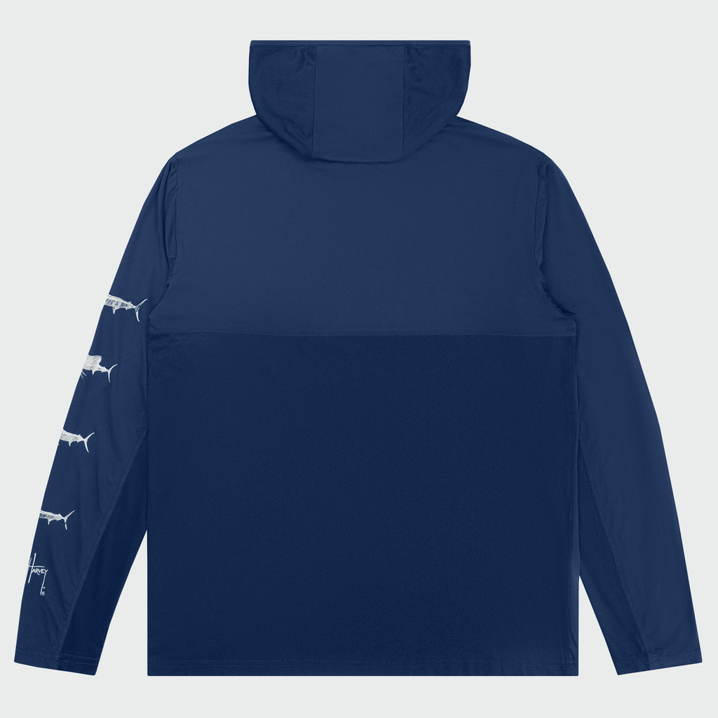 Guy Harvey Men's Marlin Air Sun Protection Hood - Estate Blue — ESTATE BLUE (official product shot)