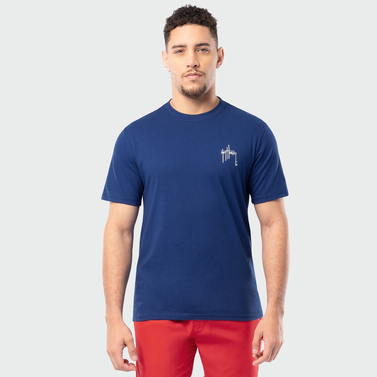 Guy Harvey OG Tee - Bass Badge — ESTATE BLUE (official product shot)
