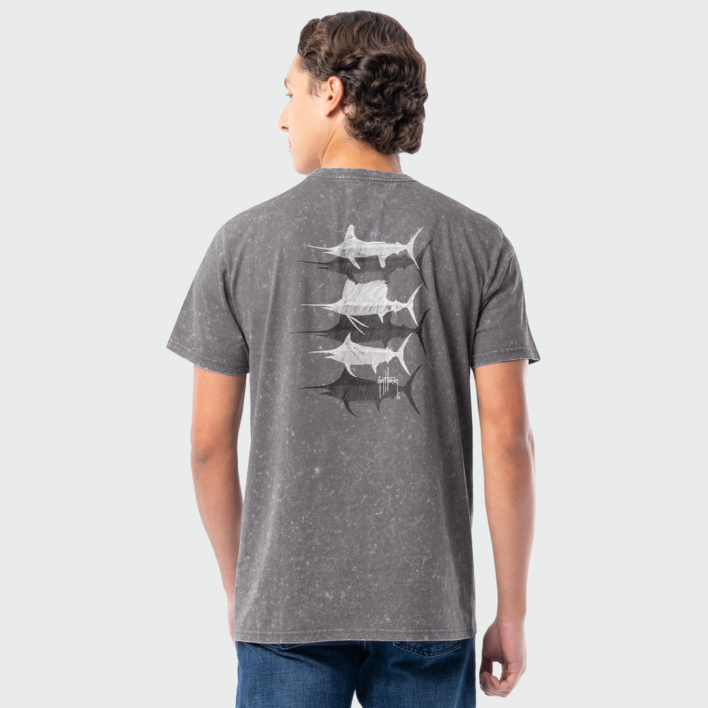 Guy Harvey Coastal Wash Pocket Tee - Scribble Bills — SMOKED PEARL (official product shot)