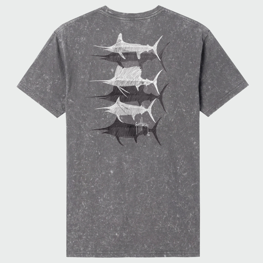 Guy Harvey Coastal Wash Pocket Tee - Scribble Bills — SMOKED PEARL (official product shot)