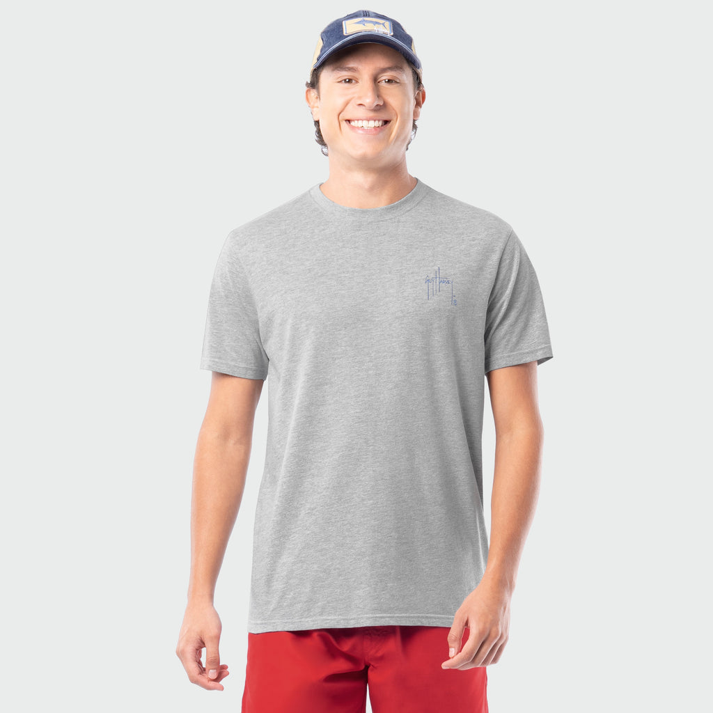 Guy Harvey HarborLite Tee - Patriot — SPORT GREY HEATHER (official product shot)