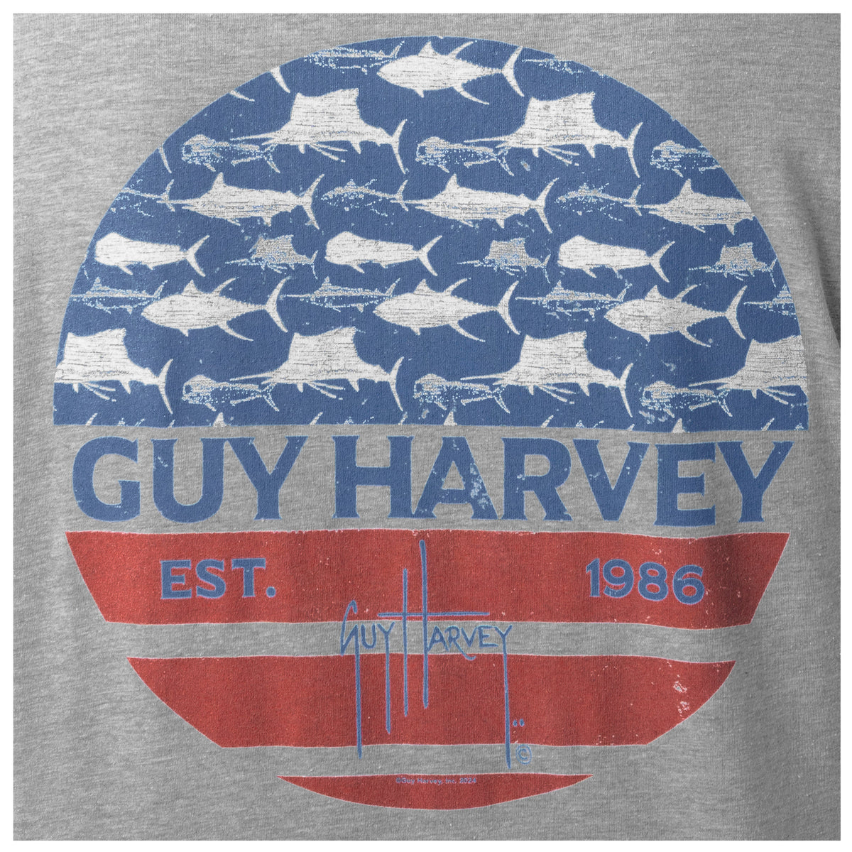 Guy Harvey HarborLite Tee - Patriot — SPORT GREY HEATHER (official product shot)