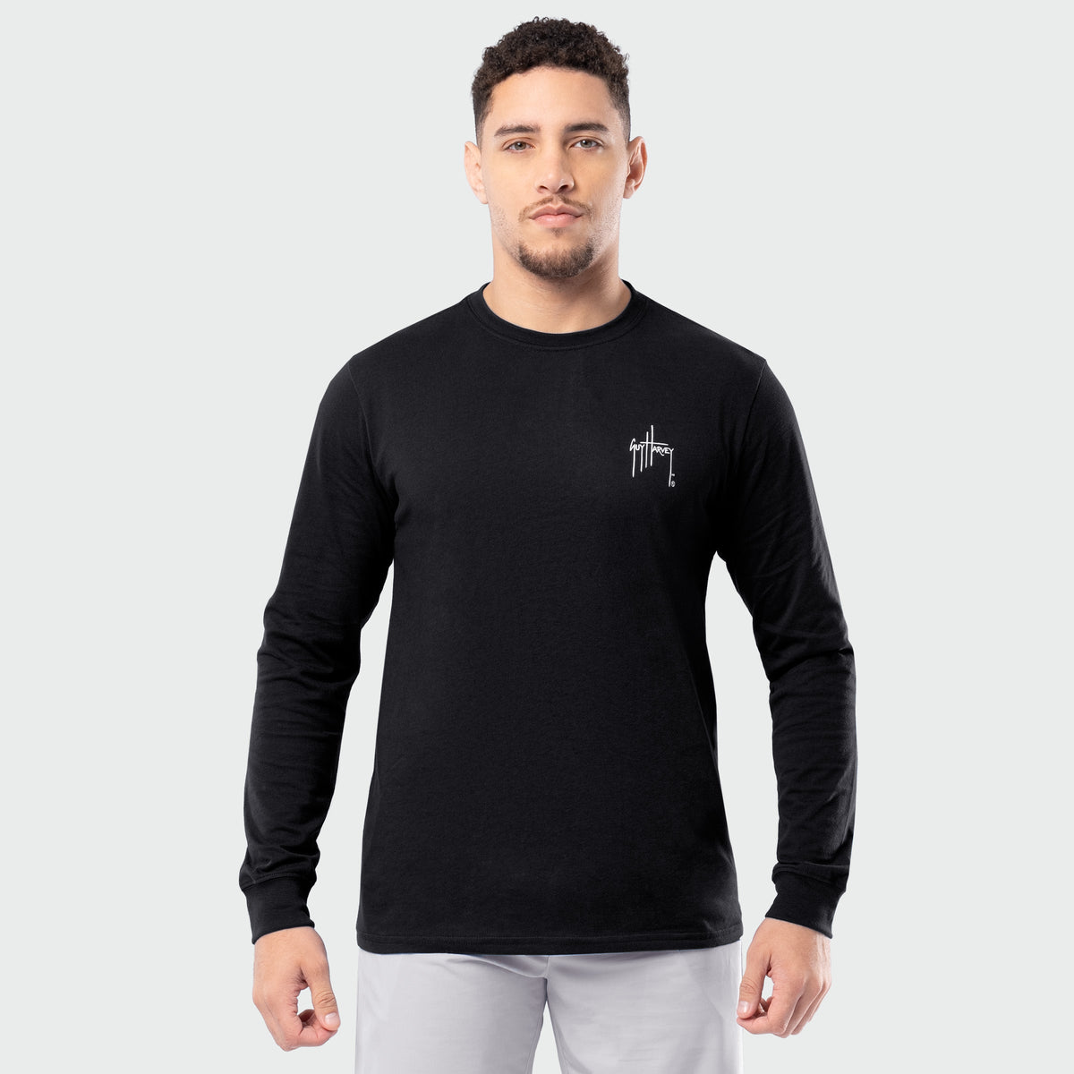 Guy Harvey OG Long Sleeve Tee - River Collage — CAVIAR (official product shot)