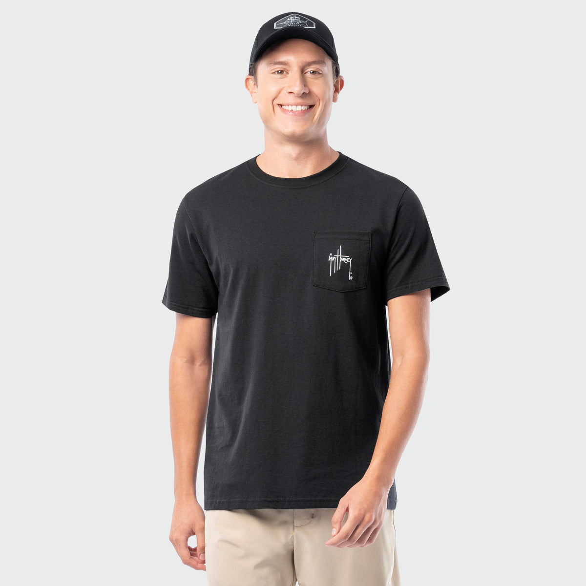 Guy Harvey OG Pocket T-Shirt - Devilfish — CAVIAR (official product shot)