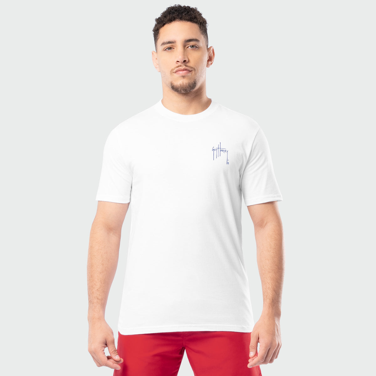 Guy Harvey HarborLite Tee - Slam Stencil — BRIGHT WHITE (official product shot)