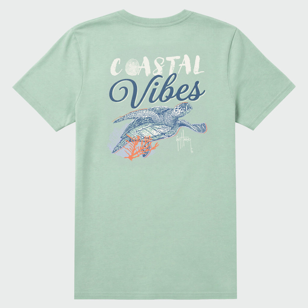 Guy Harvey HarborLite Crew Tee - Coastal Vibes — BLUE SURF (official product shot)