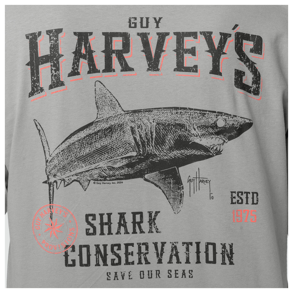 Guy Harvey HarborLite Long Sleeve Tee - Mako Conservation — ULTIMATE GREY (official product shot)