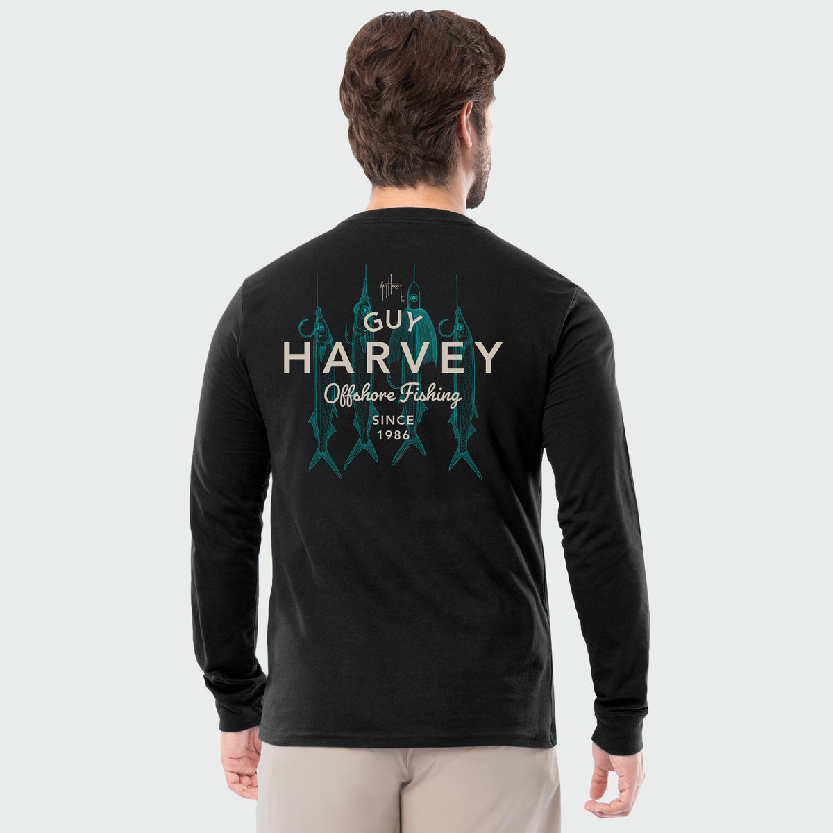 Guy Harvey HarborLite Long Sleeve Tee - Rig Masters — BRIGHT WHITE (official product shot)
