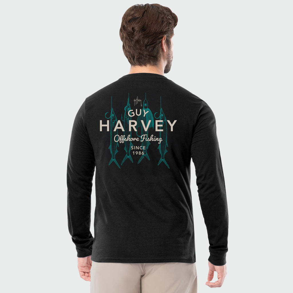 Guy Harvey HarborLite Long Sleeve Tee - Rig Masters — CAVIAR (official product shot)