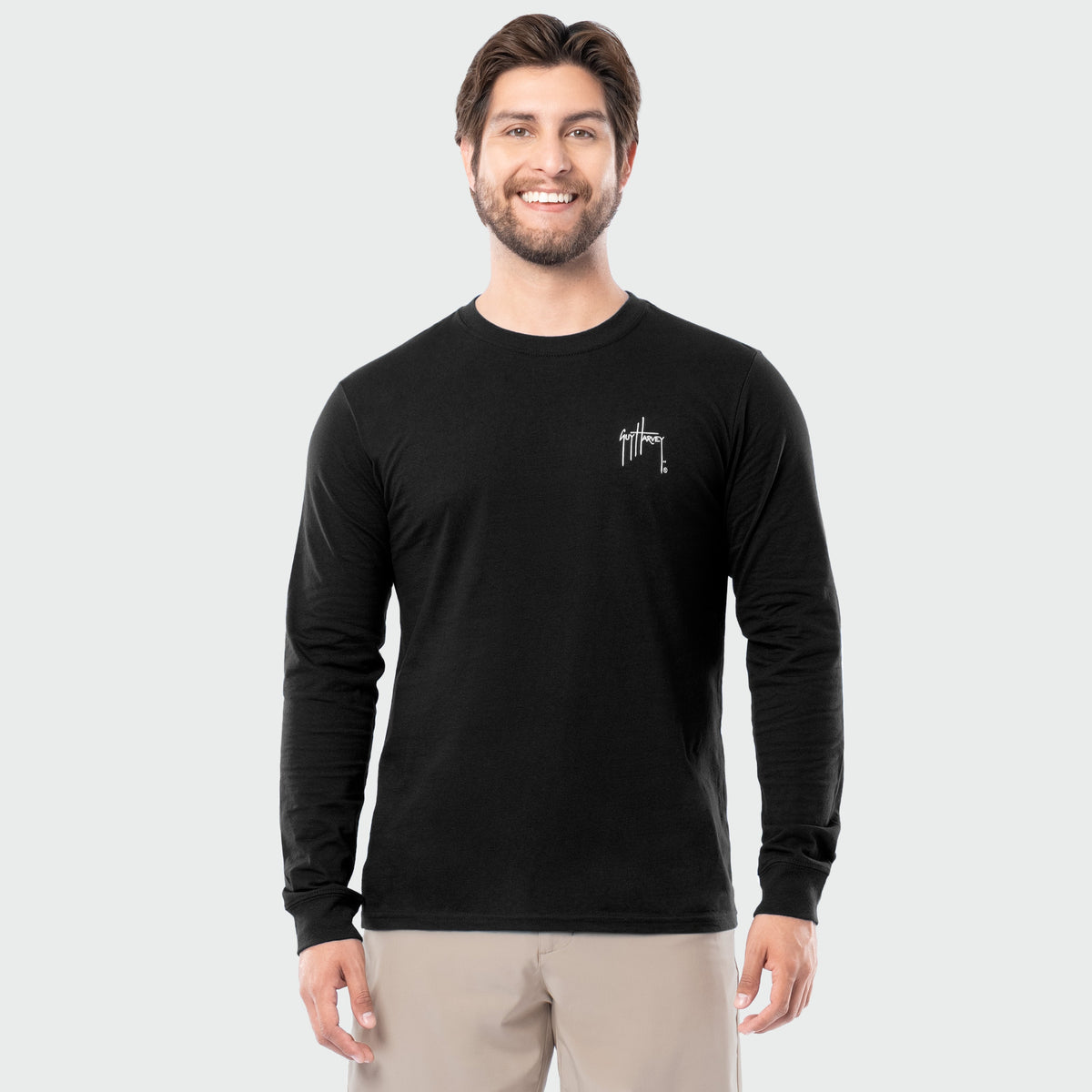 Guy Harvey HarborLite Long Sleeve Tee - Rig Masters — BRIGHT WHITE (official product shot)